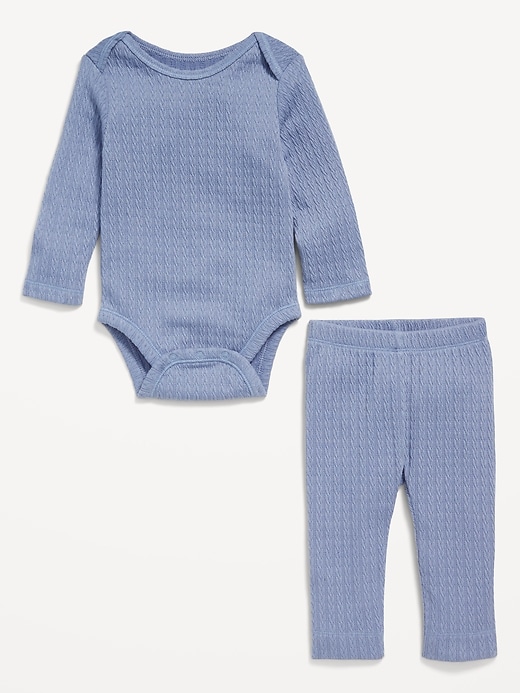 View large product image 2 of 2. Jacquard-Knit Bodysuit and Leggings Set for Baby