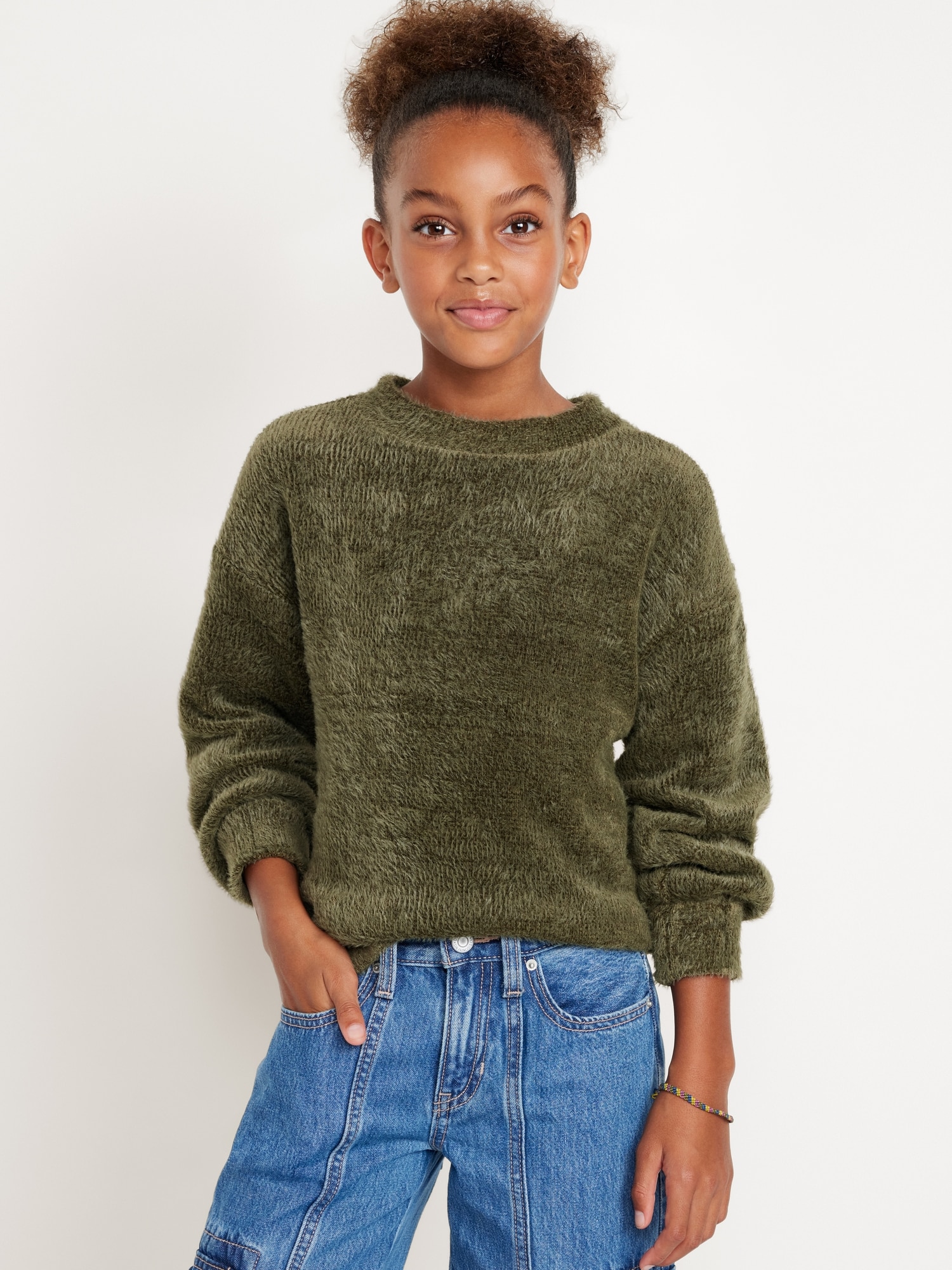 Cozy Mock-Neck Chenille Sweater for Girls