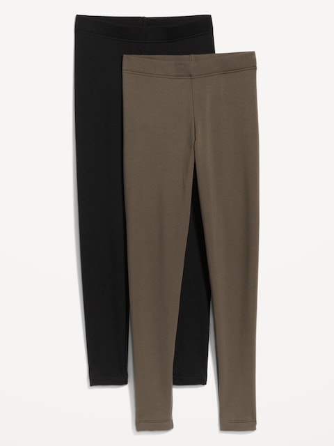 High-Waisted Fleece-Lined Leggings 2-Pack - Black/Mushroom
