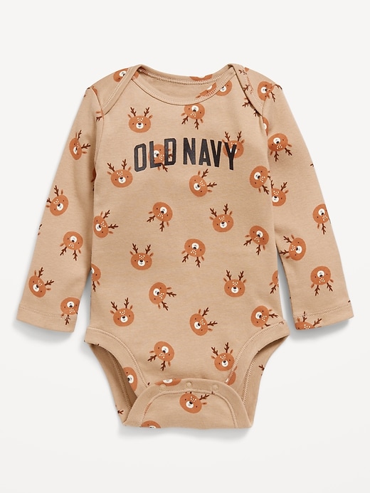 View large product image 1 of 2. Unisex Long-Sleeve Printed Logo-Graphic Bodysuit for Baby