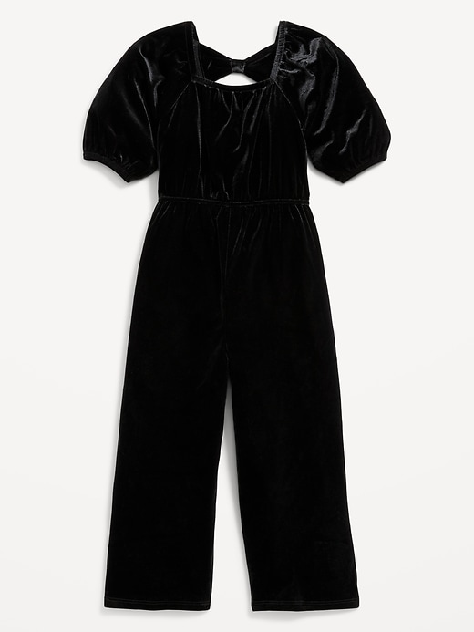 View large product image 2 of 2. Velvet Back-Bow Jumpsuit for Toddler Girls