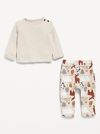 View large product image 3 of 3. Thermal-Knit Buttoned-Shoulder Top and Pants Set for Baby