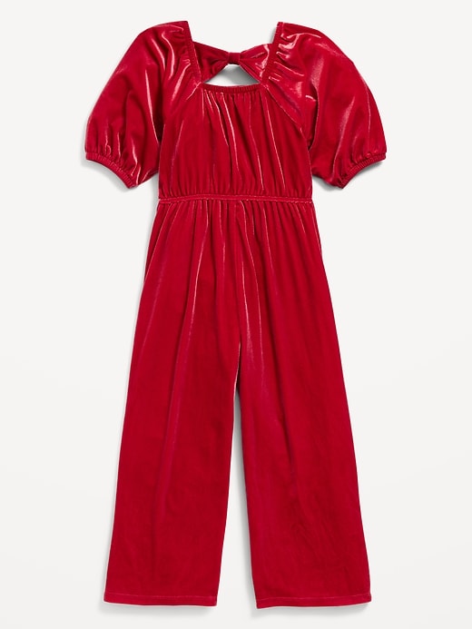 View large product image 2 of 2. Velvet Back-Bow Jumpsuit for Toddler Girls