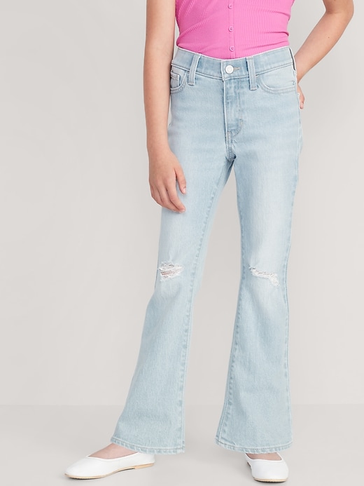 View large product image 1 of 5. High-Waisted Built-In Tough Ripped Flare Jeans for Girls