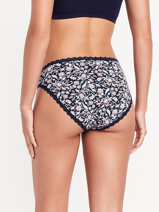 View large product image 2 of 8. High-Waisted Lace-Trim Bikini Underwear