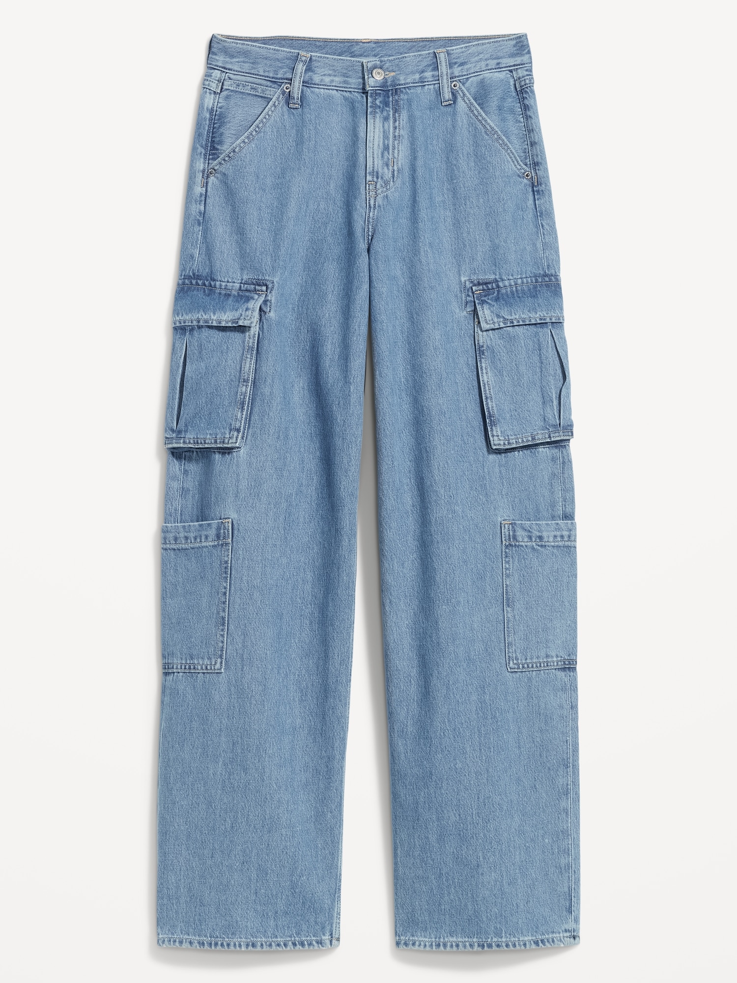 Mid-Rise Baggy Wide-Leg Cargo Jeans