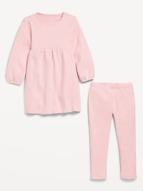 View large product image 3 of 3. Long-Sleeve Thermal-Knit Dress and Leggings Set for Toddler Girls