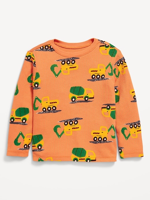 View large product image 1 of 1. Printed Long-Sleeve Thermal-Knit T-Shirt for Toddler Boys