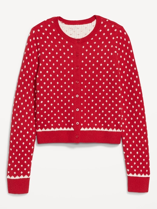 Image number 4 showing, SoSoft Holiday Print Crop Cardigan Sweater