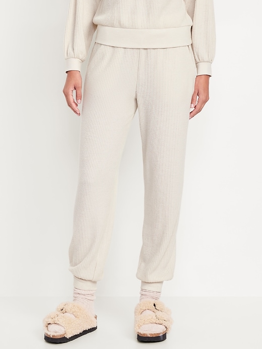 Image number 1 showing, High-Waisted Waffle Lounge Joggers