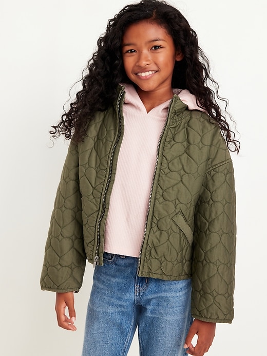 View large product image 1 of 3. Heart-Quilted Jacket for Girls