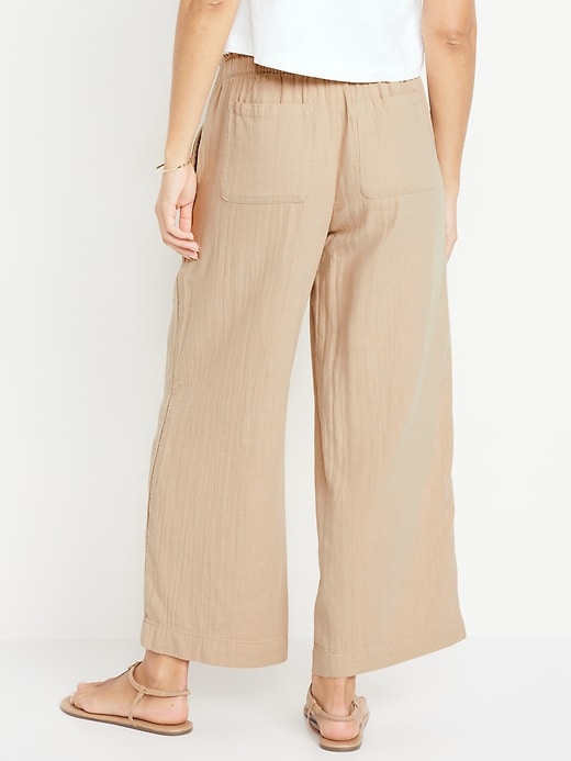 Image number 2 showing, High-Waisted Crinkle Gauze Ankle Pants