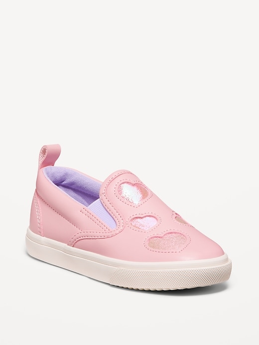 View large product image 1 of 4. Faux-Leather Slip-On Sneakers for Toddler Girls