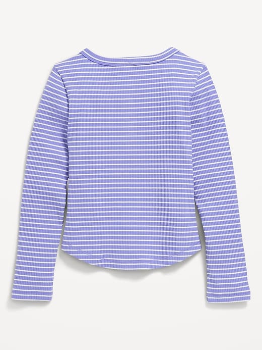 View large product image 2 of 3. Printed Long-Sleeve Henley T-Shirt for Girls