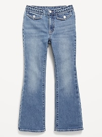 View large product image 4 of 5. High-Waisted Braided-Waist Flare Jeans for Girls