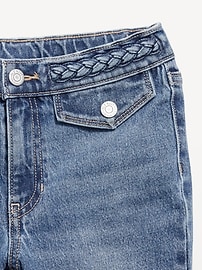 View large product image 5 of 5. High-Waisted Braided-Waist Flare Jeans for Girls