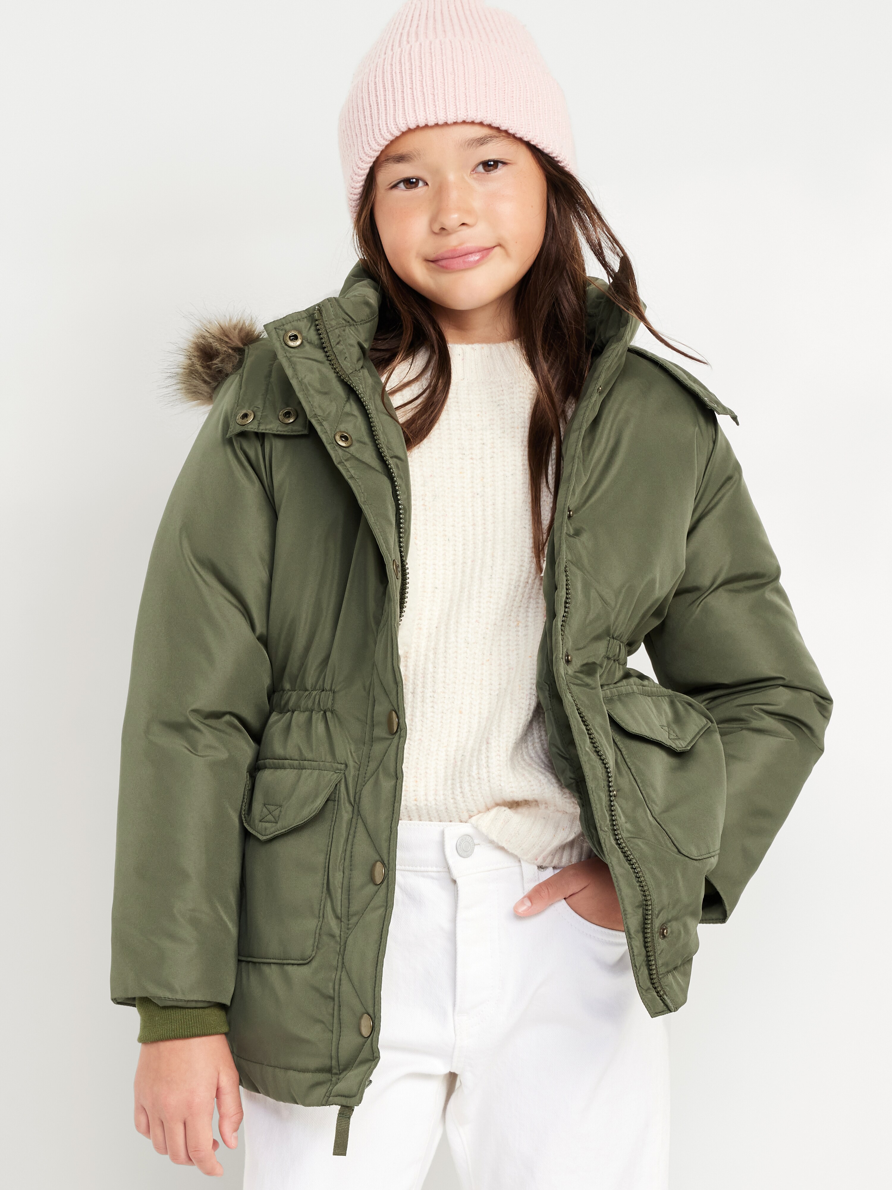 Water-Resistant Sherpa-Lined Hooded Parka Coat for Girls | Old Navy