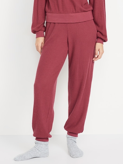 Image number 1 showing, High-Waisted Waffle Lounge Joggers