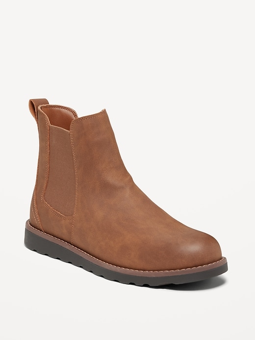 View large product image 1 of 4. Faux-Leather Chelsea Boots