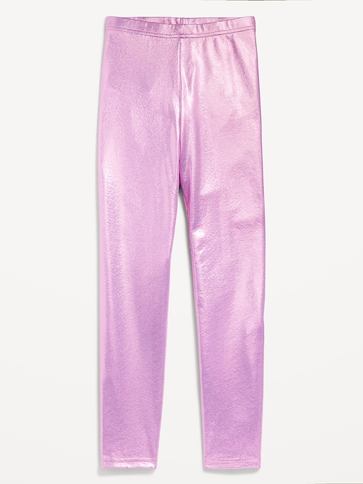 Image number 4 showing, Shiny Foil Print Leggings for Girls