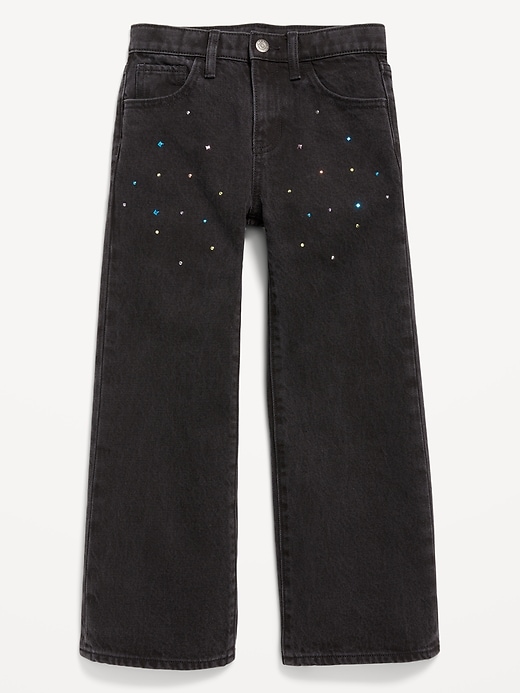 View large product image 2 of 3. High-Waisted Baggy Studded Flare-Leg Jeans for Girls