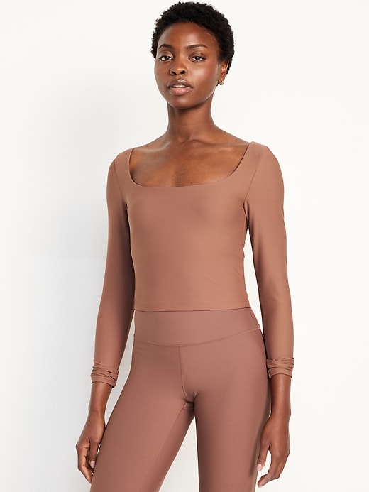 Image number 1 showing, PowerSoft Long-Sleeve Crop Support Top