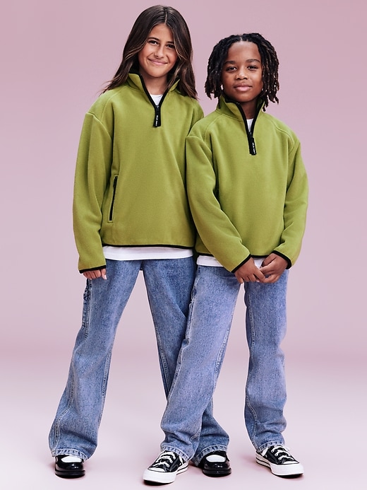 Image number 1 showing, '94 Gender-Neutral Half-Zip Sweatshirt for Kids