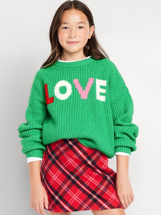 View large product image 1 of 1. SoSoft Crew-Neck Graphic Sweater for Girls