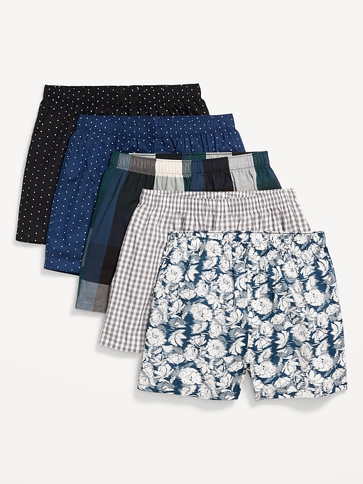 View large product image 1 of 1. 5-Pack Poplin Boxer Shorts