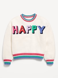 Image number 2 showing, SoSoft Crew-Neck Graphic Sweater for Girls