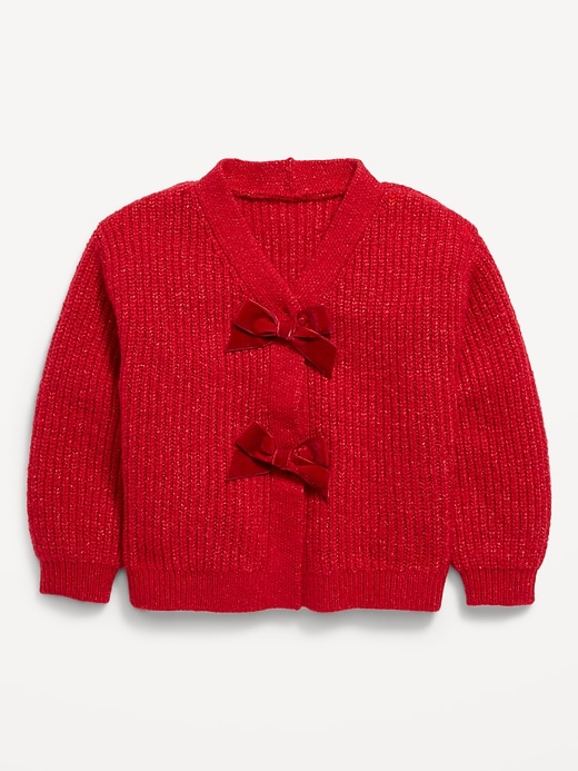 View large product image 2 of 2. Velvet-Bow Cardigan Sweater for Toddler Girls