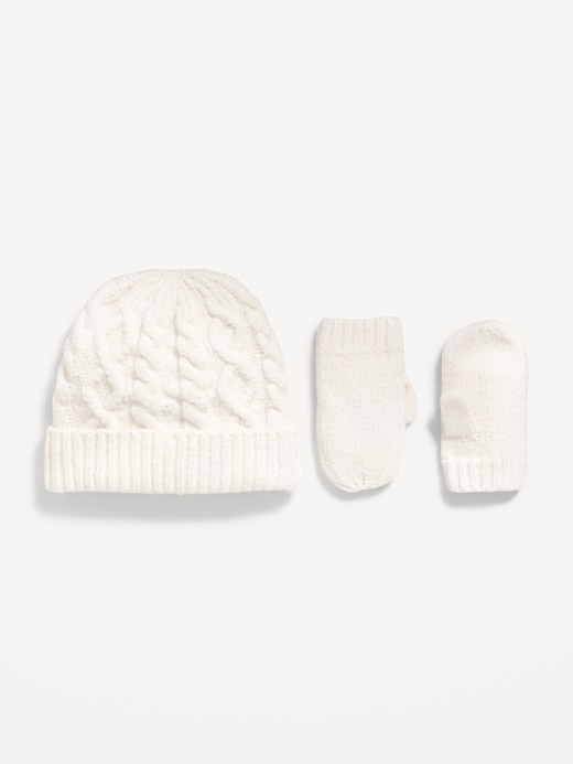 View large product image 1 of 1. Cable-Knit Beanie and Mittens Set for Toddler Boys