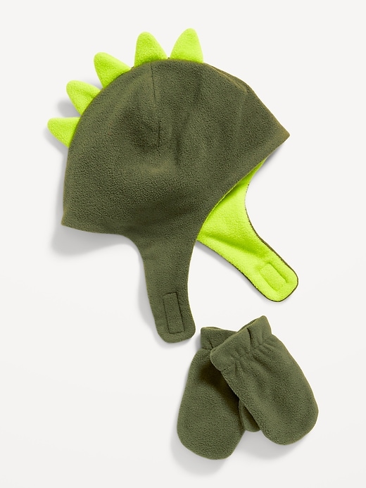 View large product image 1 of 1. Dino Trapper Hat and Mittens Set for Toddler Boys