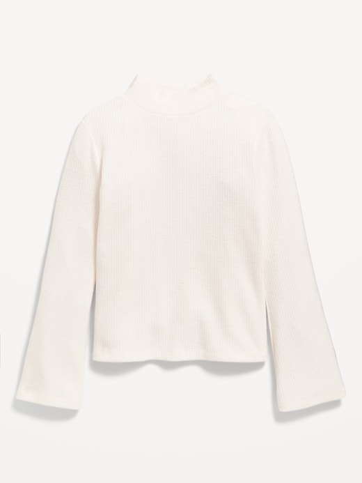 View large product image 2 of 4. Cozy Mock-Neck Bell-Sleeve Ribbed Top for Girls