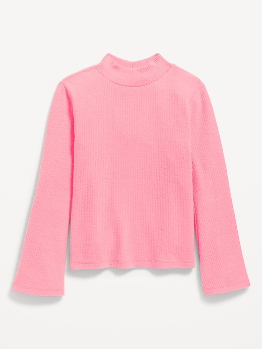 View large product image 2 of 4. Cozy Mock-Neck Bell-Sleeve Ribbed Top for Girls