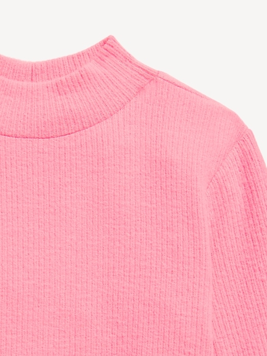 Image number 4 showing, Cozy Mock-Neck Bell-Sleeve Ribbed Top for Girls