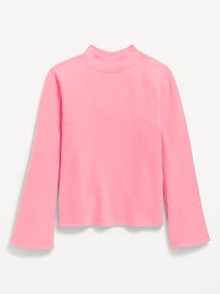 Image number 2 showing, Cozy Mock-Neck Bell-Sleeve Ribbed Top for Girls