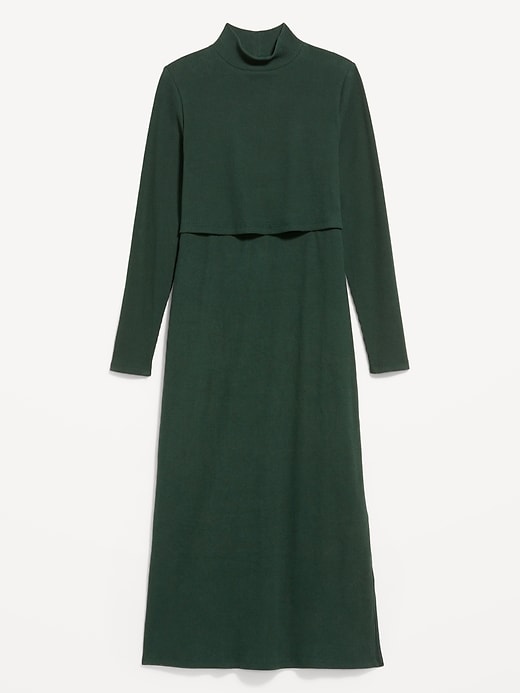 Image number 4 showing, Maternity Mock-Neck Nursing Midi Dress