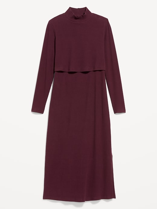 Image number 3 showing, Maternity Mock-Neck Nursing Midi Dress