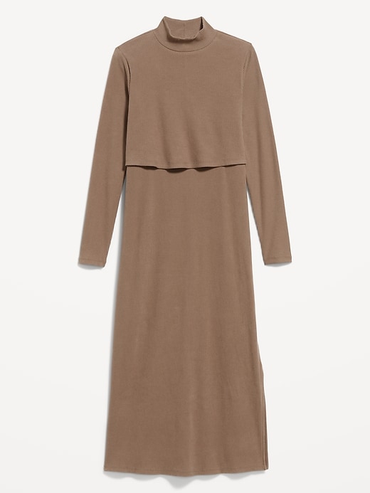 Image number 2 showing, Maternity Mock-Neck Nursing Midi Dress