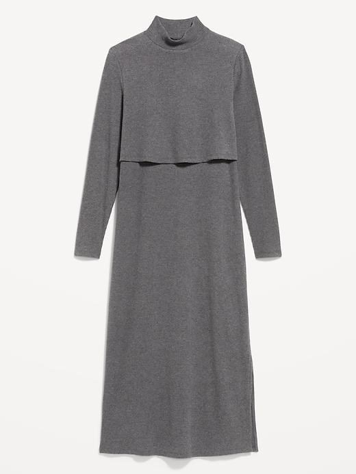 Image number 5 showing, Maternity Mock-Neck Nursing Midi Dress