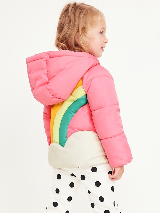 View large product image 1 of 3. Water-Resistant Quilted Graphic Puffer Jacket for Toddler Girls