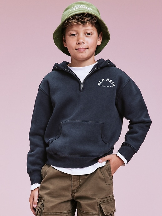 Image number 4 showing, '94 Gender-Neutral Half-Zip Logo-Graphic Hoodie for Kids