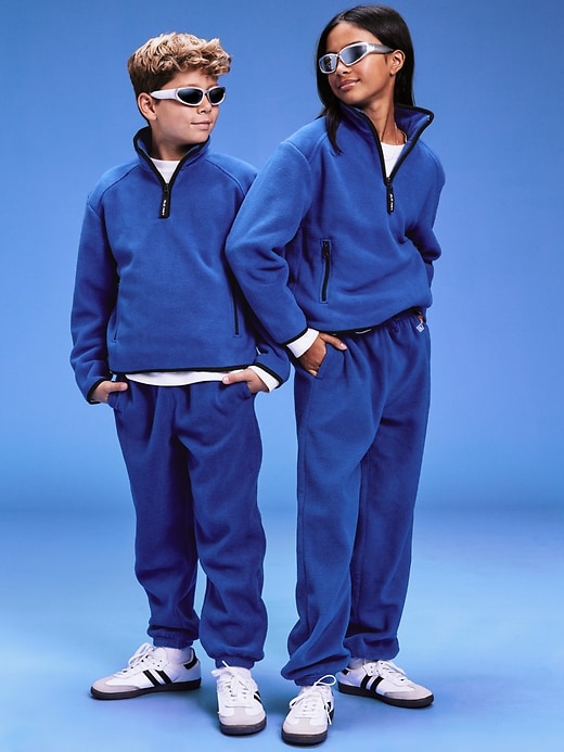 Image number 1 showing, '94 Gender-Neutral Microfleece Jogger Sweatpants for Kids