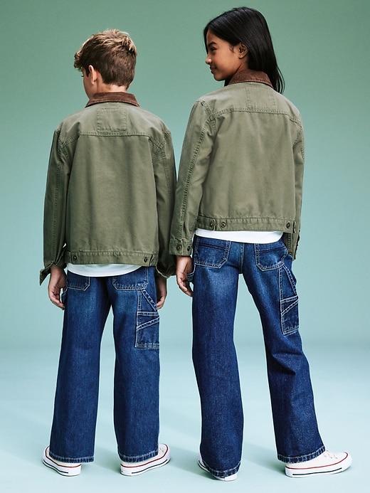 Image number 2 showing, '94 Gender-Neutral Corduroy-Trim Canvas Jacket for Kids