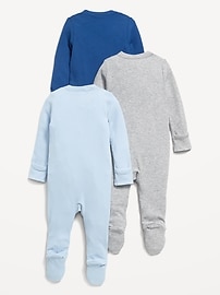 Image number 2 showing, 2-Way-Zip Sleep & Play Footed One-Piece 3-Pack for Baby
