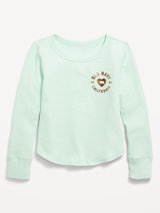 View large product image 1 of 2. Long-Sleeve Logo-Graphic Thermal-Knit T-Shirt for Girls