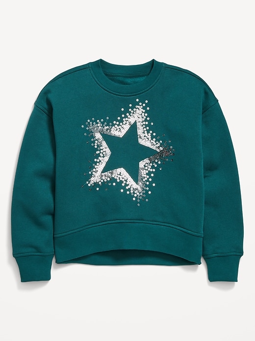 View large product image 2 of 3. Vintage Oversized Crew-Neck Graphic Sweatshirt for Girls