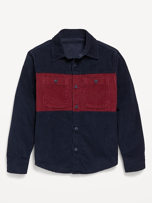 View large product image 2 of 4. Long-Sleeve Color Block Corduroy Shirt for Boys