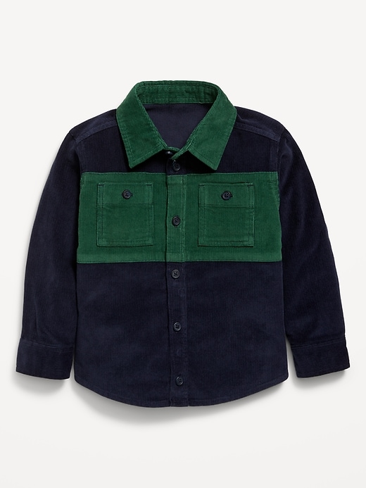 View large product image 2 of 2. Long-Sleeve Color Block Corduroy Shirt for Toddler Boys